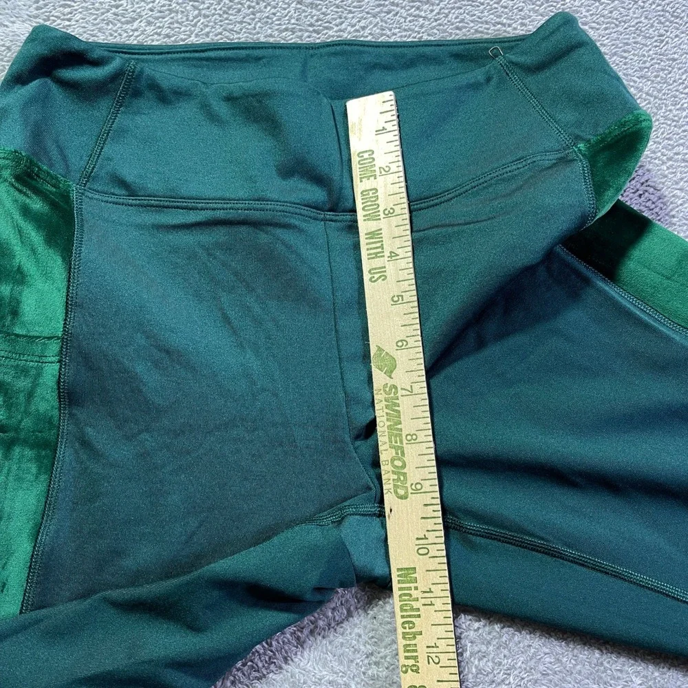 PINK Active Leggings Women's M Medium Green‎ Velvet Side Stripe Athleisure Gym